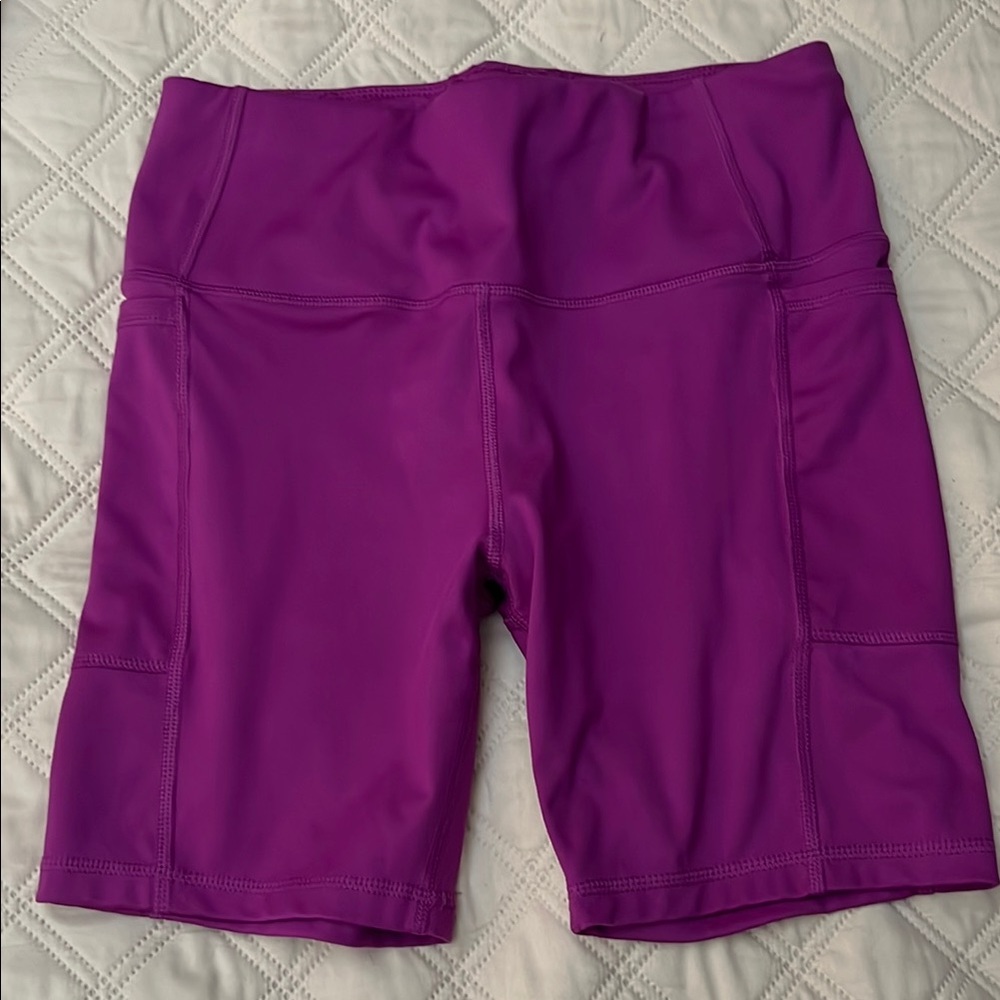 Athletic Works Purple Bike Shorts Moisture-Wicking Stretch